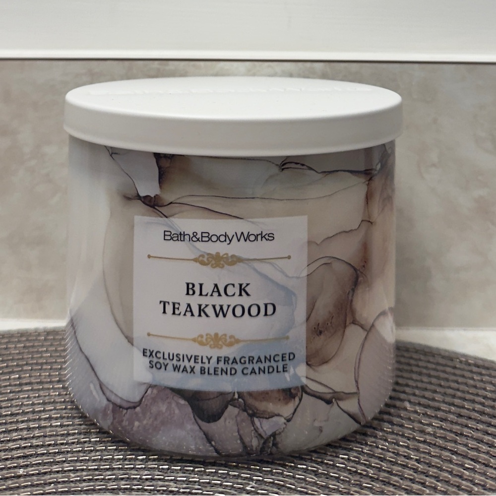 NWT Bath & Body Works Black Teakwood 3-Wick Candle
BBW